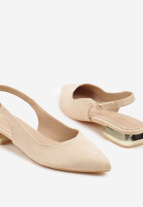 Beżowe Sandały Slingback Vices z Wkładką ze Skóry Naturalnej Galeresa