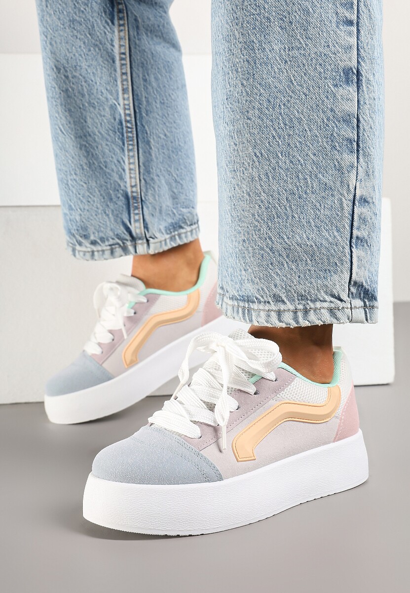 Niebiesko-Fioletowe Sneakersy Kultowe Tenisówki na Grubej Podeszwie Nurisora