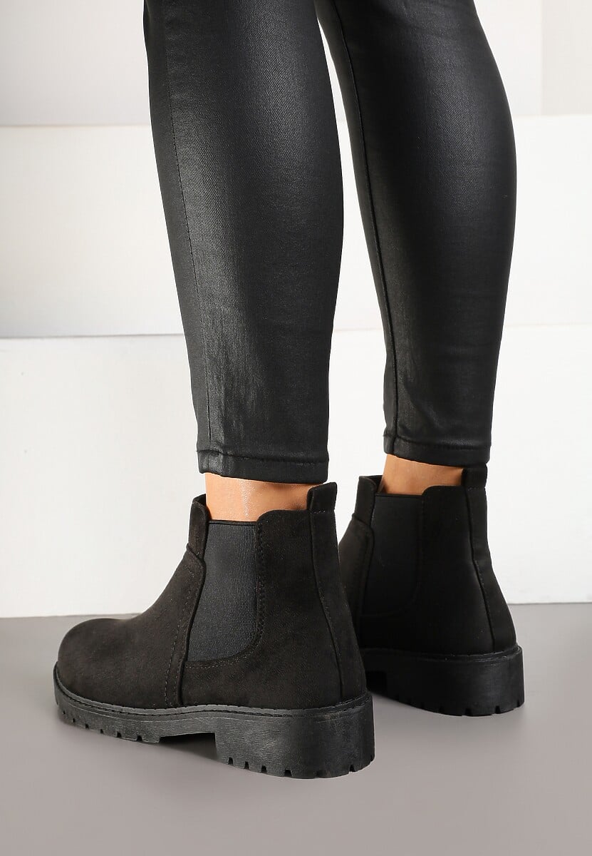 Czarne Zamszowe Botki Hillridge
