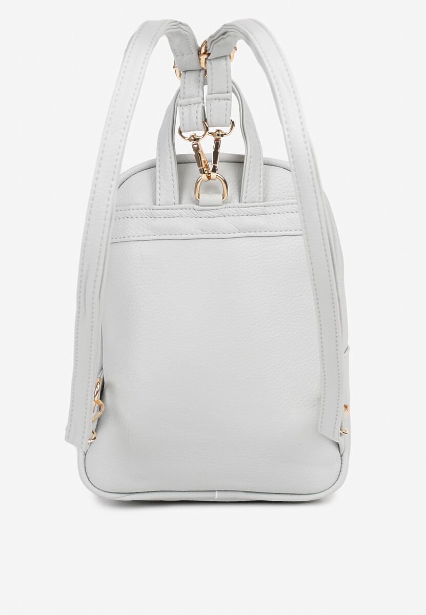 Szary Trapezowy Plecak Zdobiony Elegancką Aplikacją Nanilia