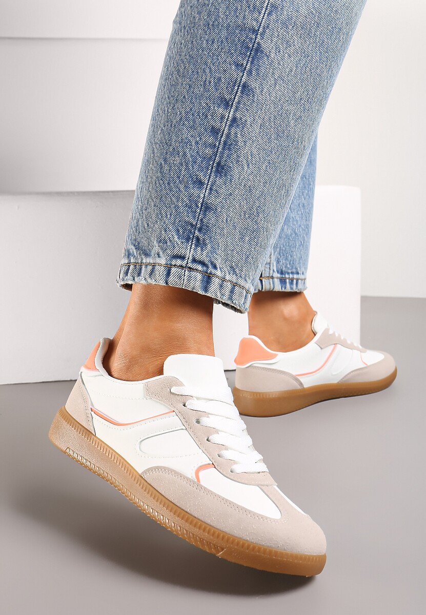 Ciemnobeżowe Sneakersy Tenisówki Ozdobione Wstawkami Ysalesa