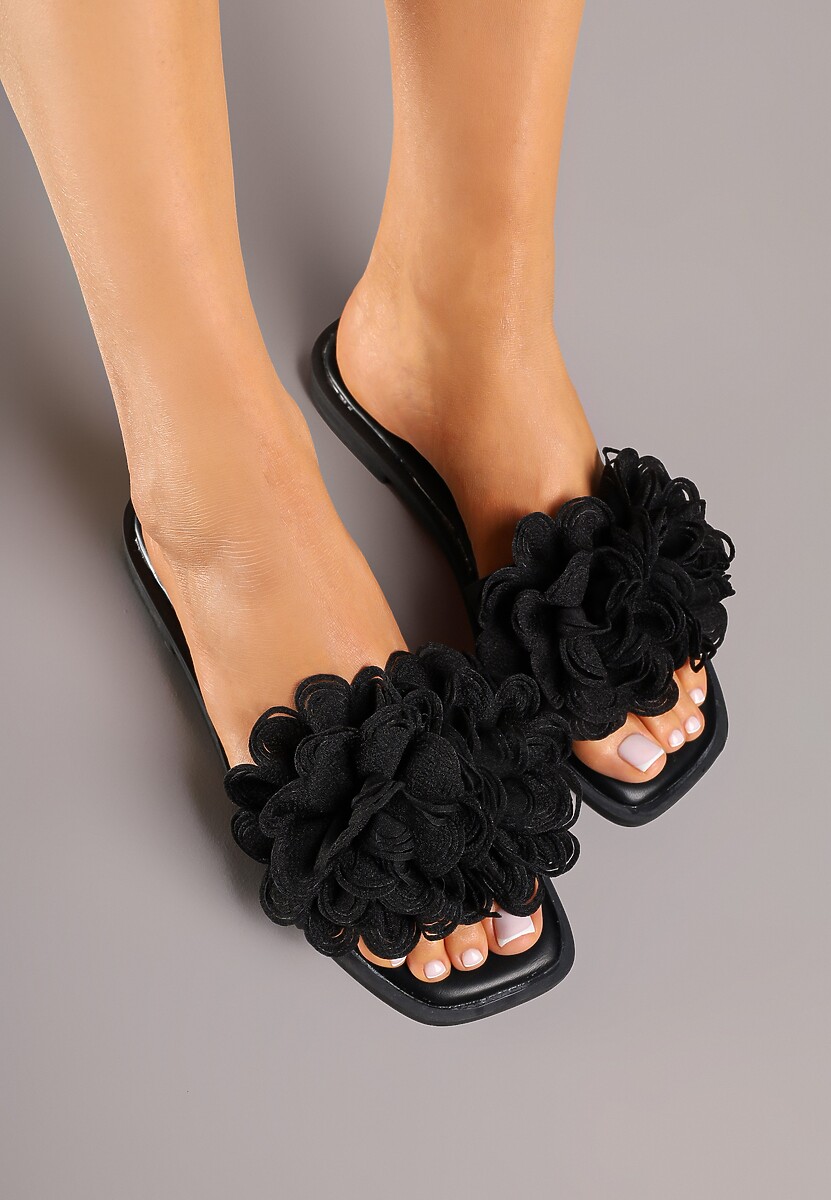 Białe Klapki z Kwiatami 3D Fevionne