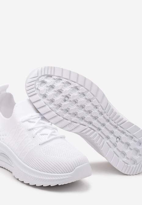 Białe Wsuwane Buty Sportowe w Skarpetkowym Stylu z Ozdobną Podeszwą Moonlise