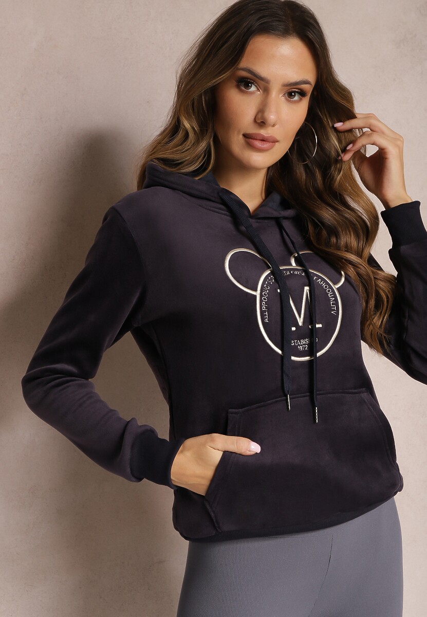 Czarna Bluza z Kapturem i Haftowanym Napisem Lahma