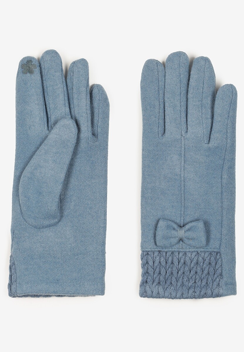 Bordowe Rękawiczki z Bawełną Ozdobione Kokardką Visemi