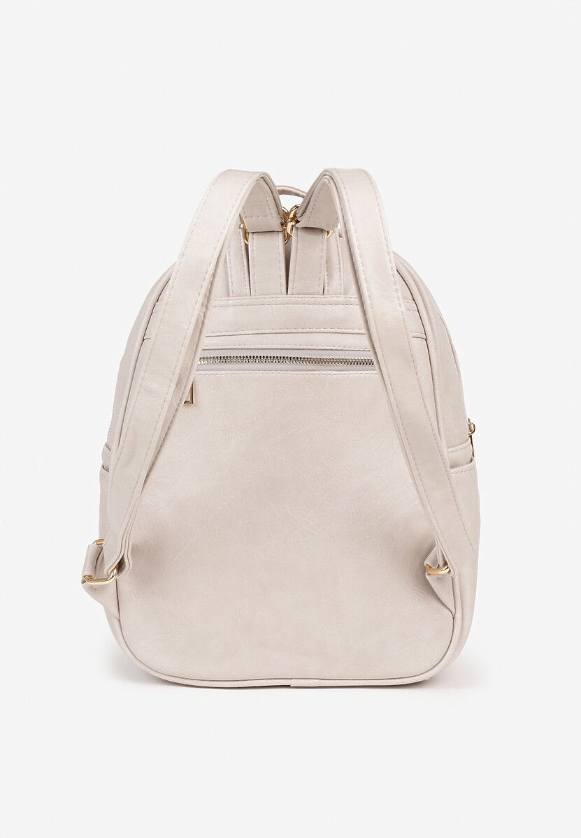 Jasnobeżowy Plecak z Ozdobną Aplikacją i Suwakiem Milaretta