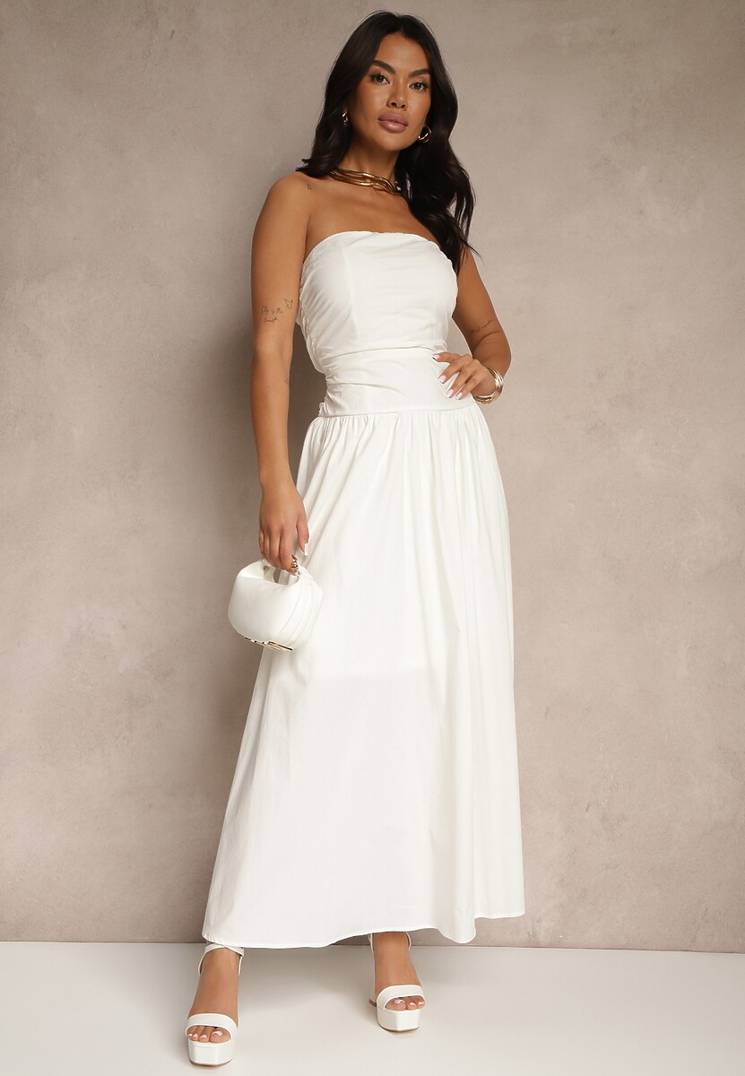 Biała Koktajlowa Bawełniana Sukienka Bodycon Filitera