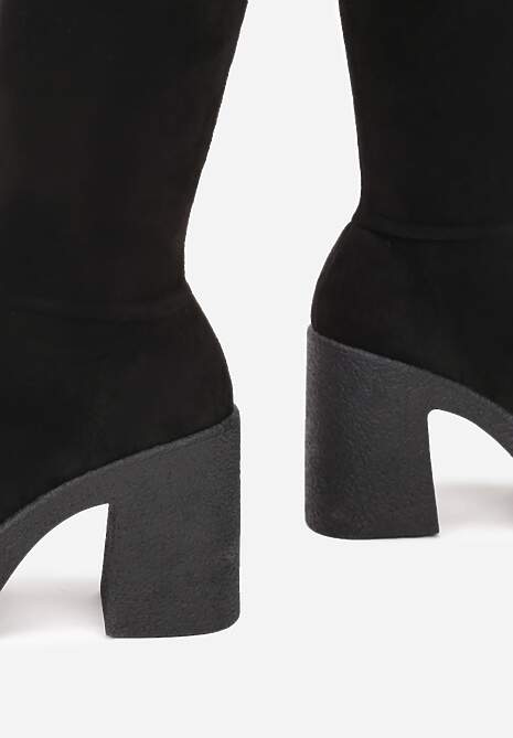 Czarne Kozaki na Platformie i Słupku Muzhgan