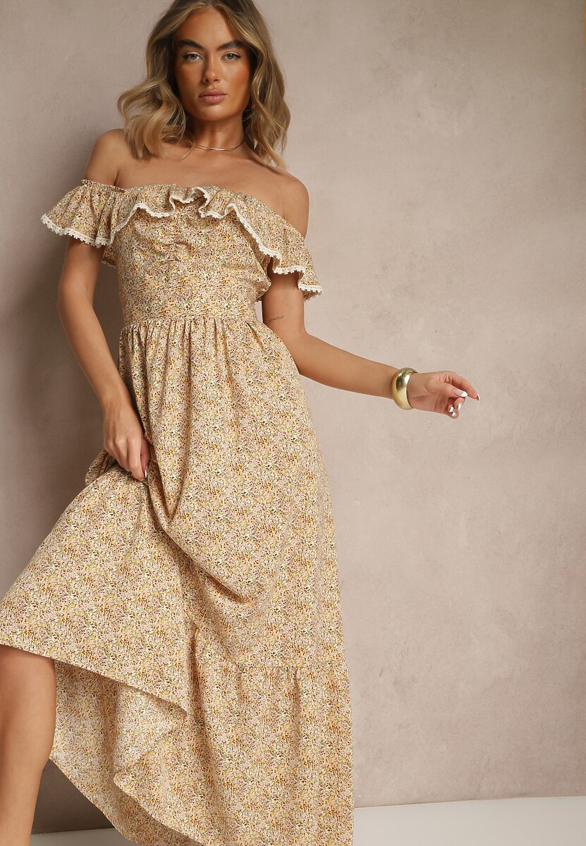 Fioletowa Sukienka z Ozdobnymi Falbankami Folanne