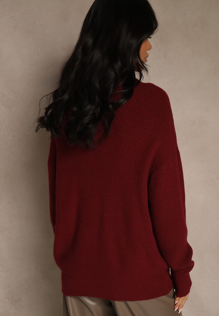 Bordowy Golf z Domieszką Wiskozy i Kaszmiru Azivara