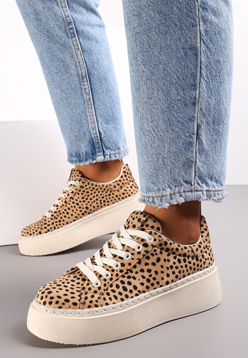 Brązowe Sneakersy na Grubej Podeszwie Cernanda