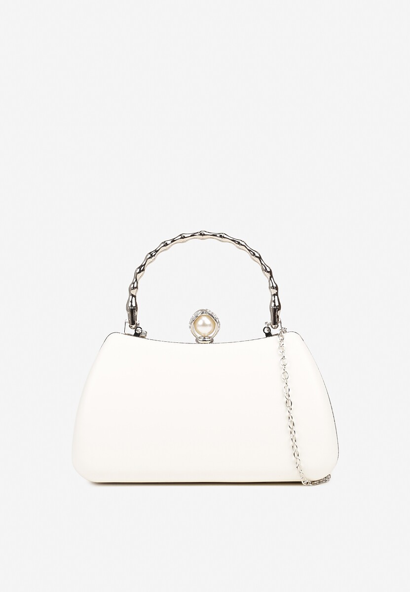 Złota Torebka Kopertówka Ozdobiona Perełką Fesaila