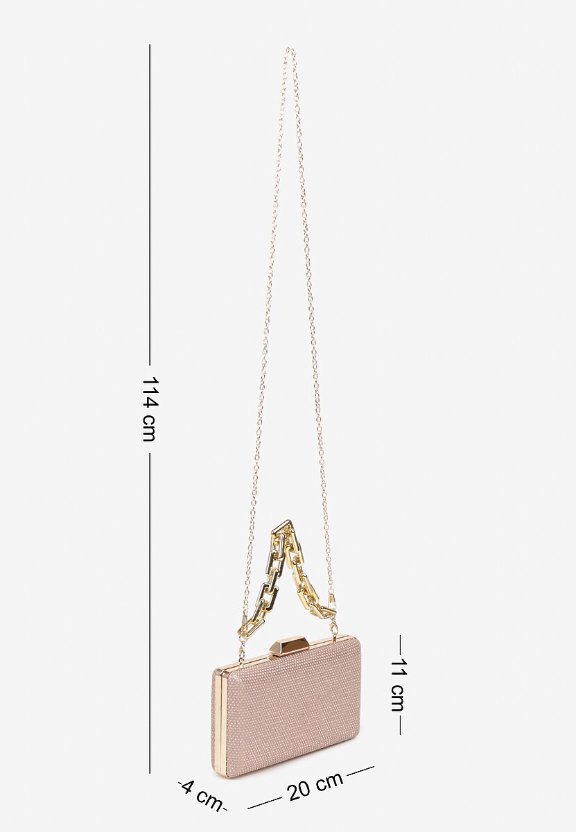 Szampańska Torebka Kopertówka z Łańcuszkiem Zdobiona Brokatem Kellirra