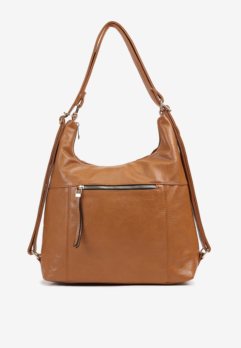 Ciemnobeżowa Torebka z Rączką i Paskiem Tiritha