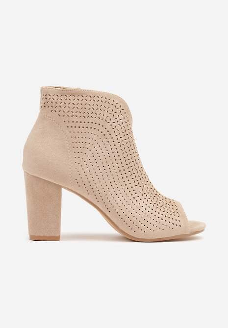 Beżowe Sandały Vices na Obcasie z Ażurowymi Wycięciami i Otwartym Noskiem Tasiri