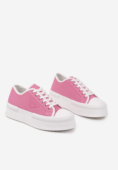 Fuksjowe Trampki na Podwójnej Podeszwie z Ozdobnym Znaczkiem na Cholewce Alivrelia