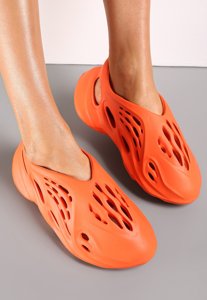 Pomarańczowe Wsuwane Sneakersy z Lekkiej Pianki z Wycięciami Bonasna