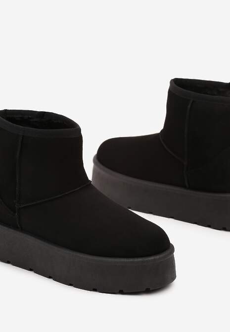 Czarne Wsuwane Śniegowce na Gładkiej Platformie Irindara