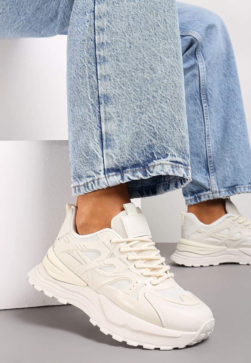 Różowe Sznurowane Sneakersy na Grubej Podeszwie z Ozdobnymi Wstawkami Ilira