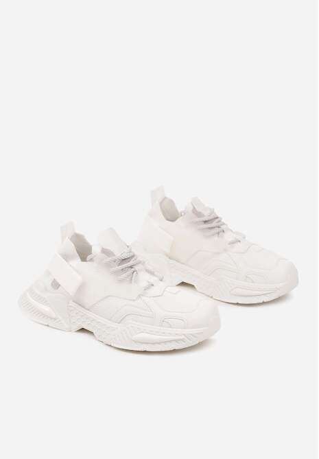 Białe Sneakersy w Streetwearowym Stylu z Ozdobnym Rzepem Akkaria