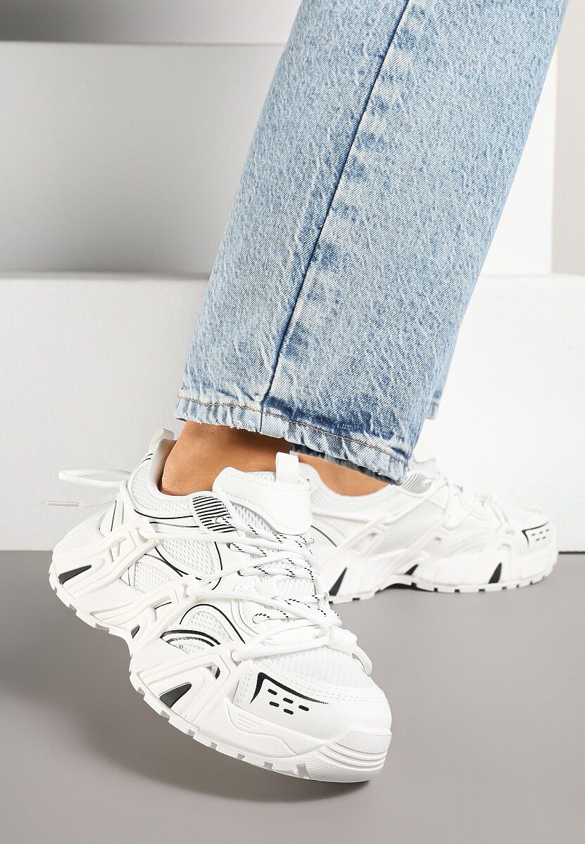 Białe Sneakersy na Platformie z Designerskim Sznurowaniem Julieve