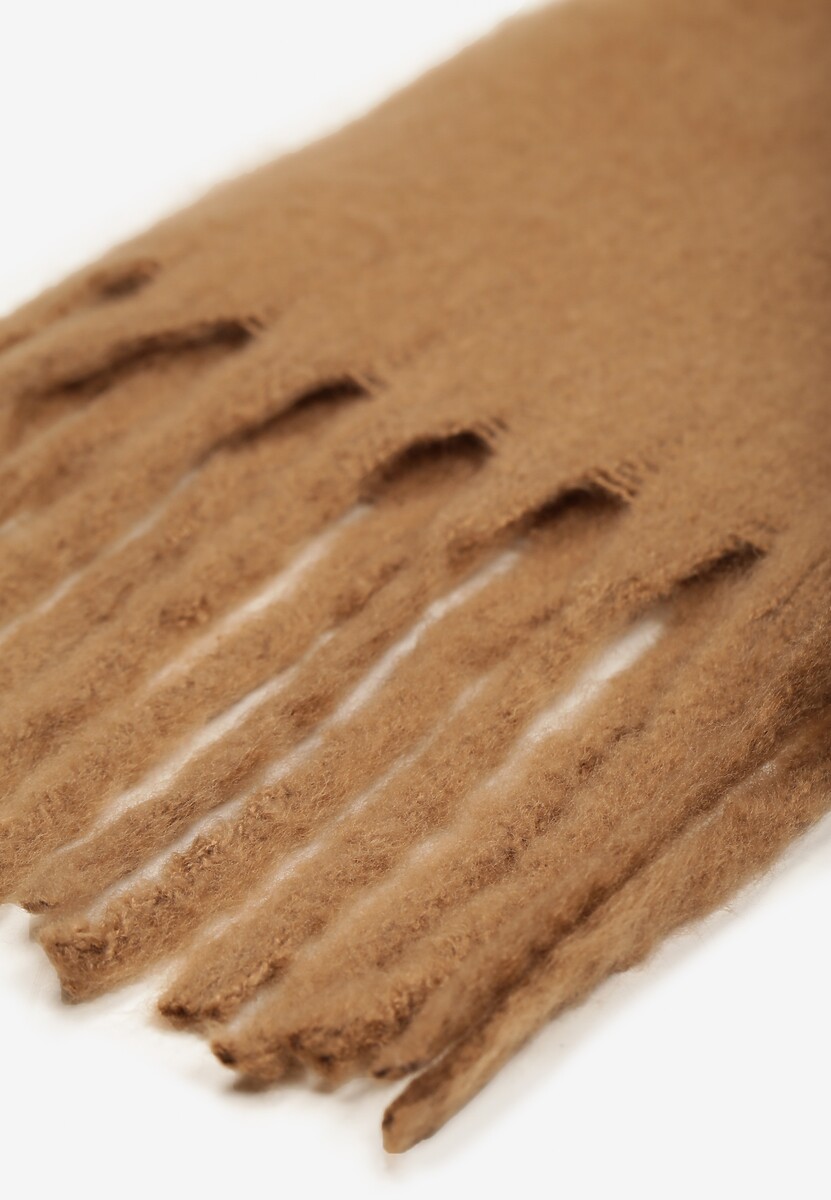 Jasnobrązowy Szalik Ozdobiony Frędzlami Esalirea