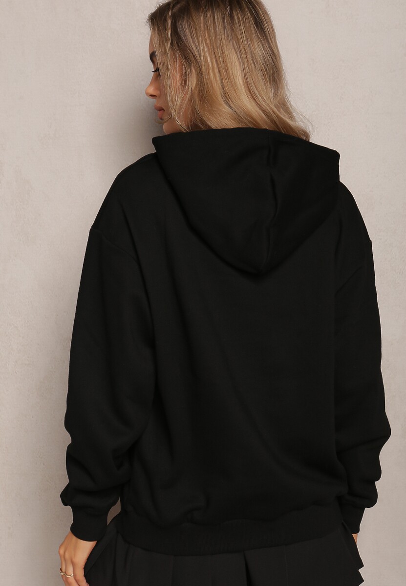 Czarna Bluza o Fasonie Klasycznej Kangurki z Kapturem Lunamoon