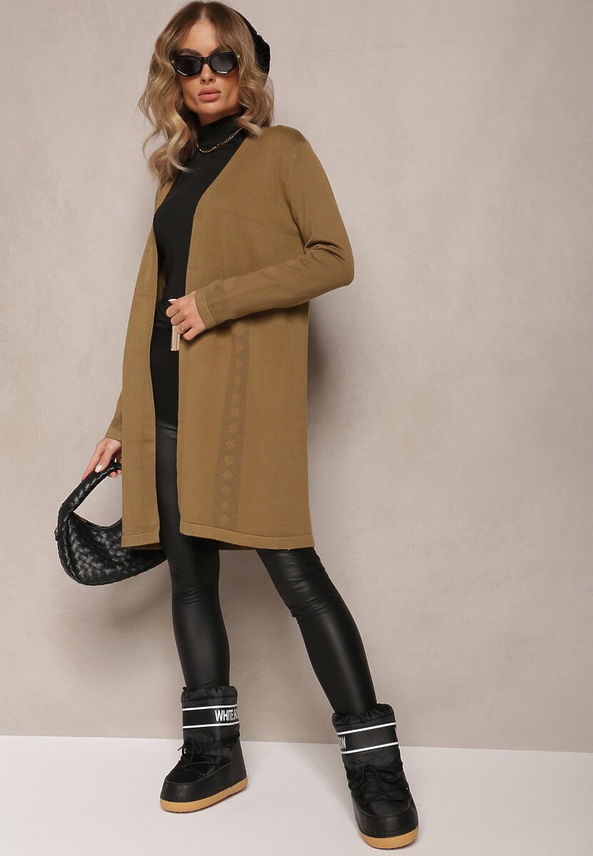 Zielony Luźny Kardigan Niezapinany Susannas