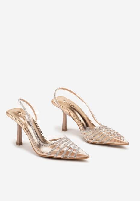 Szampańskie Szpilki z Transparentnym Noskiem z Cyrkoniami Arrsela