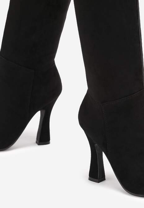 Czarne Kozaki na Stożku ze Szpiczastym Noskiem Agnesita