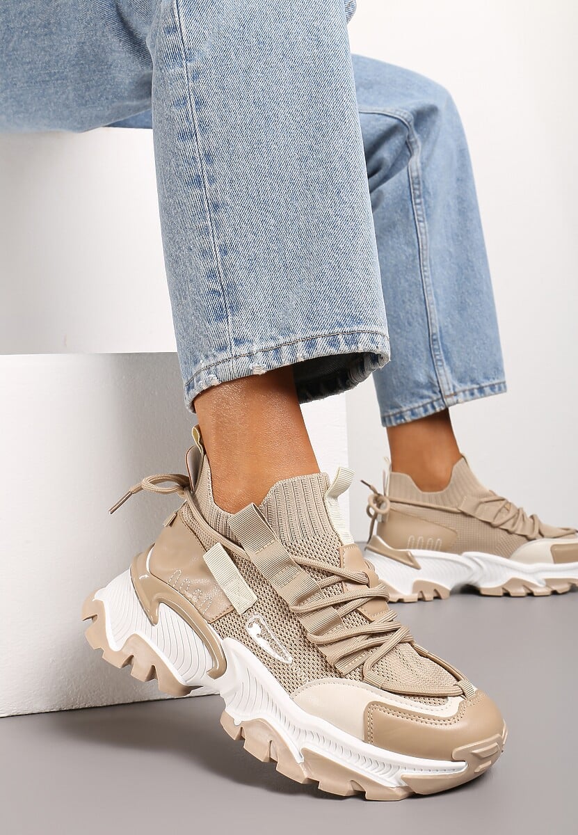 Ciemnobeżowe Sneakersy Kharena