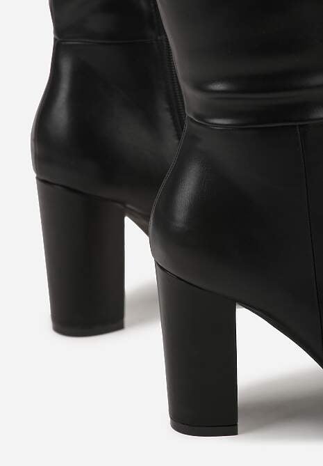 Czarne Kozaki Vices na Słupkowym Obcasie z Noskiem w Szpic Lanoretta