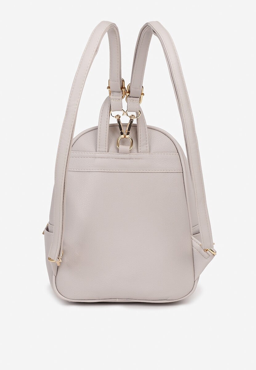 Szary Plecak na Suwak Wykończony Regulowanymi Odpinanymi Paskami Nelda