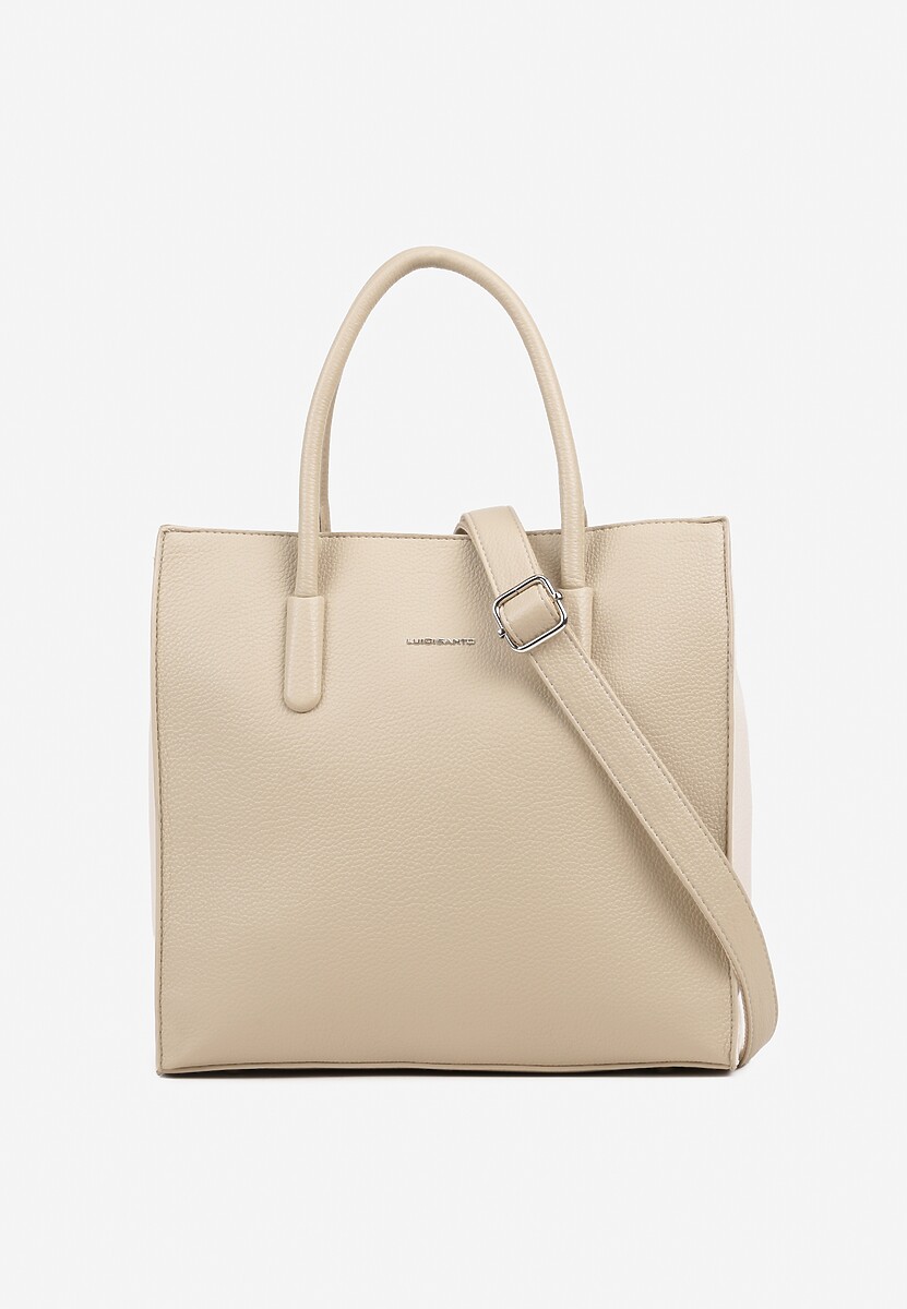 Czarna Klasyczna Torebka Typu Shopper z Paskiem Crossbody Nalireine