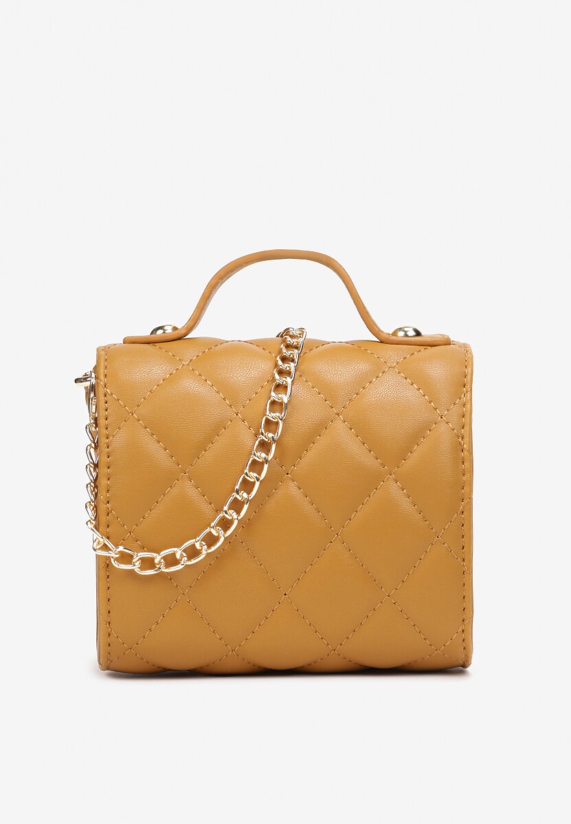 Żółta Pikowana Torebka Listonoszka z Łańcuszkiem Aldophira