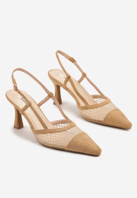 Brązowe Sandały na Klepsydrze z Cholewką z Siateczki Nilavea