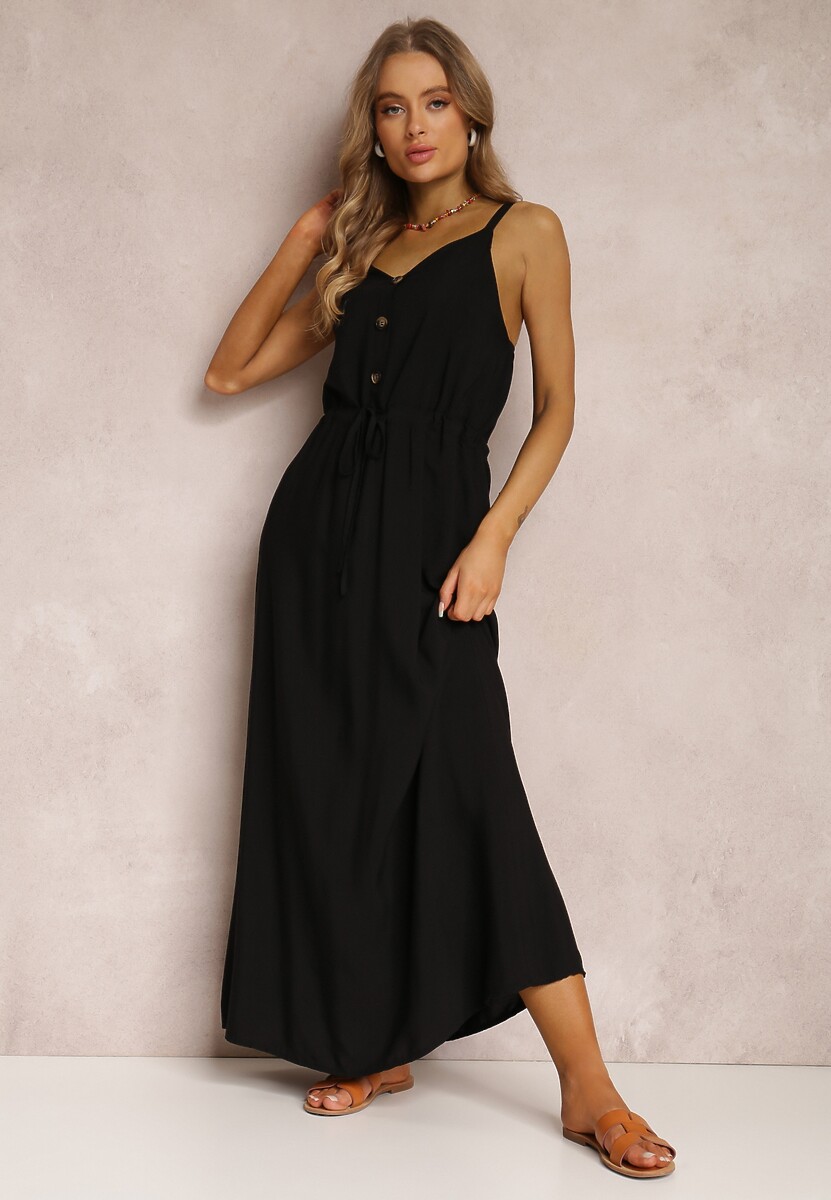 Czarna Sukienka z Wiskozy Kena