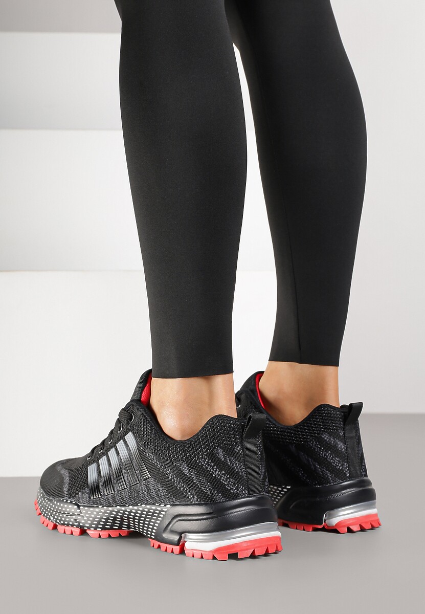 Czarno-Czerwone Sneakersy w Sportowym Stylu Luricca