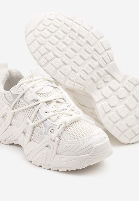Białe Sneakersy z Designerskim Sznurowaniem Nuritha