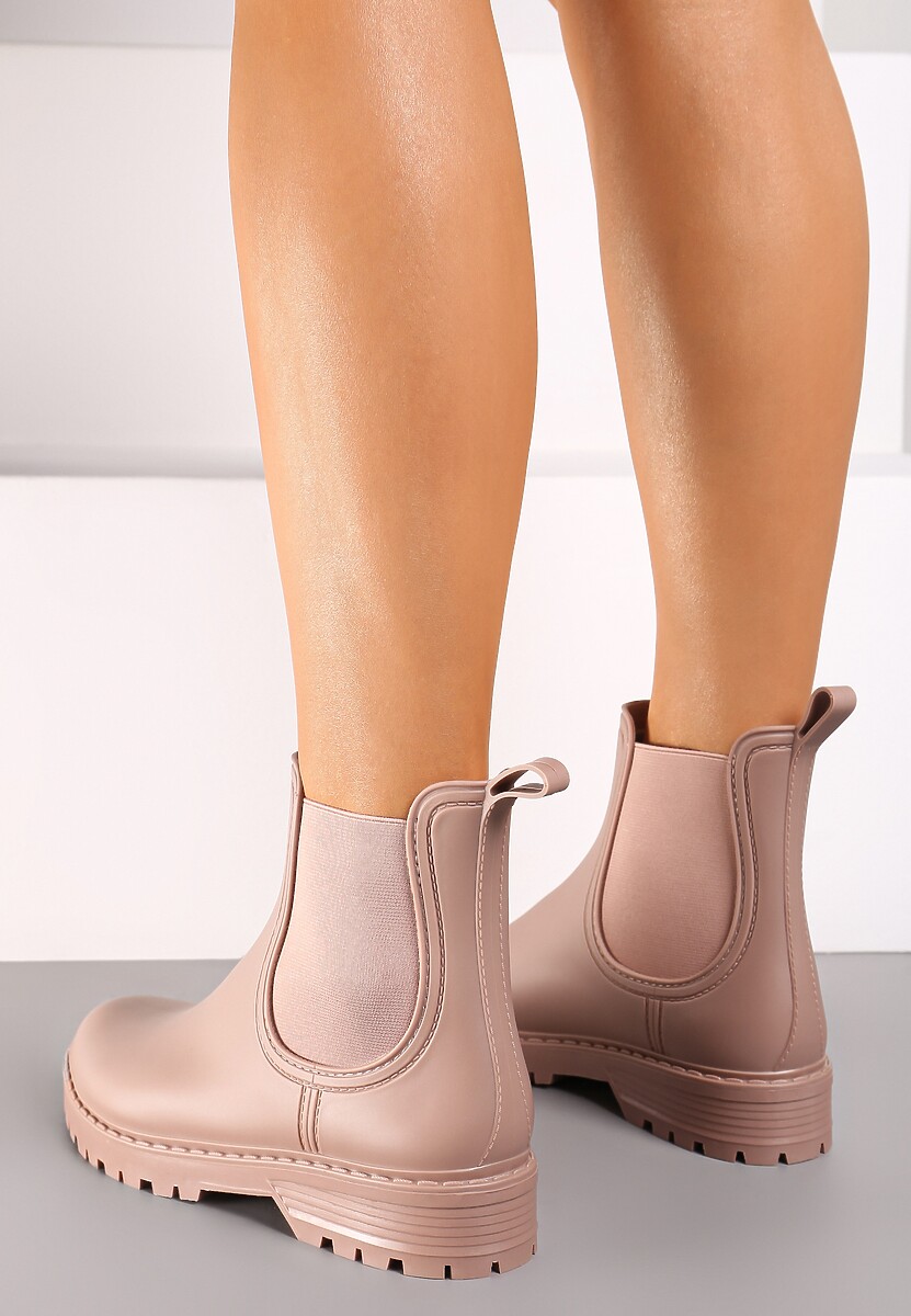 Różowe Kalosze Sztyblety na Płaskiej Podeszwie Irinndria