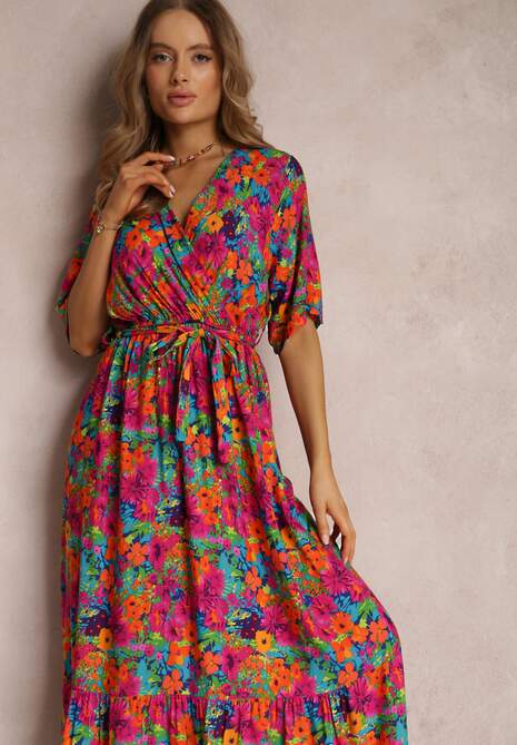 Różowa Sukienka z Wiskozy Lylian