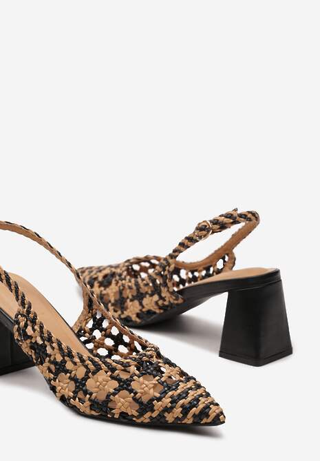 Czarne Czółenka na Słupku w Szpic bez Pięty Adiakka