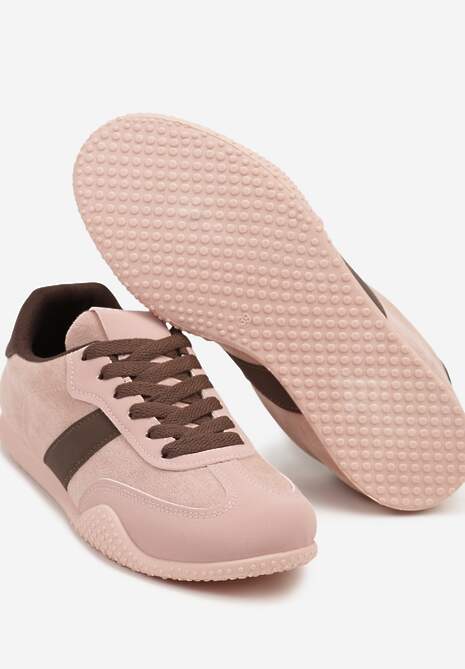 Różowo-Brązowe Sneakersy Ozdobione Tłoczeniem Halennesa