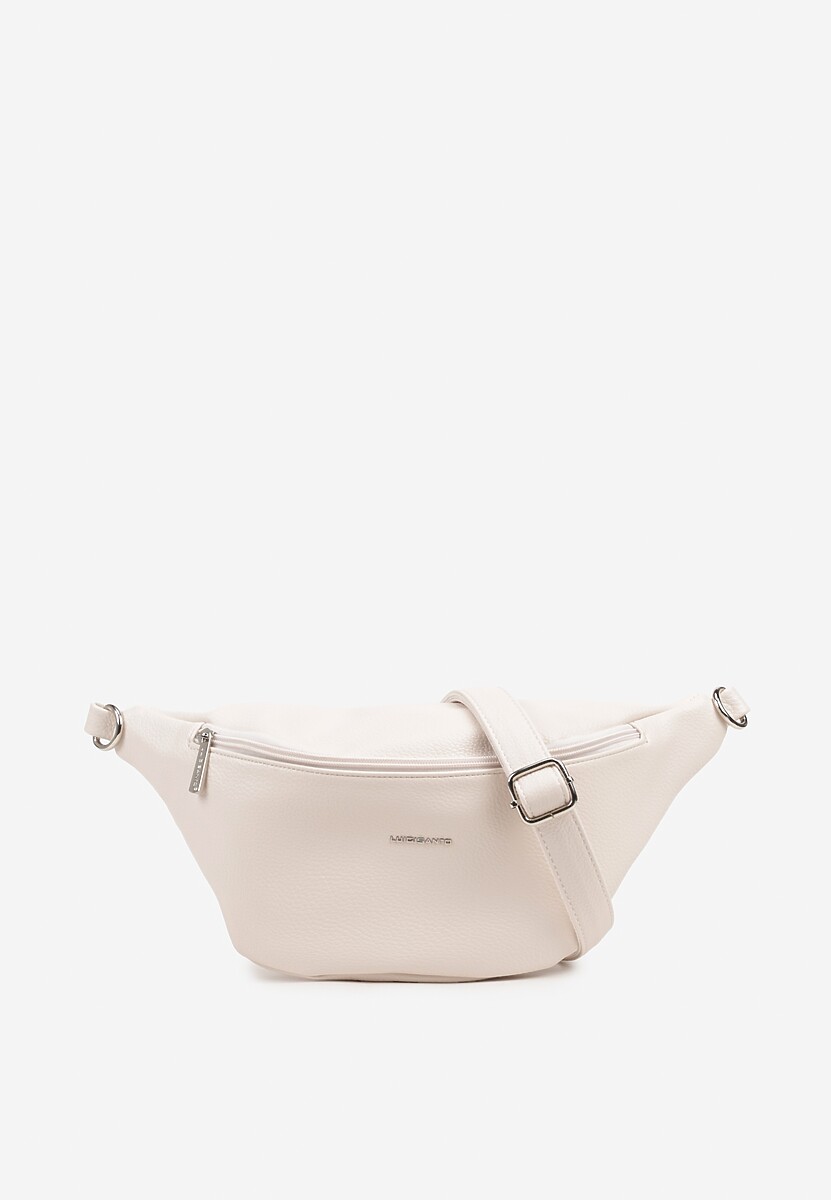 Jasnobeżowa Nerka ze Srebrnymi Detalami na Regulowanym Pasku Turessa