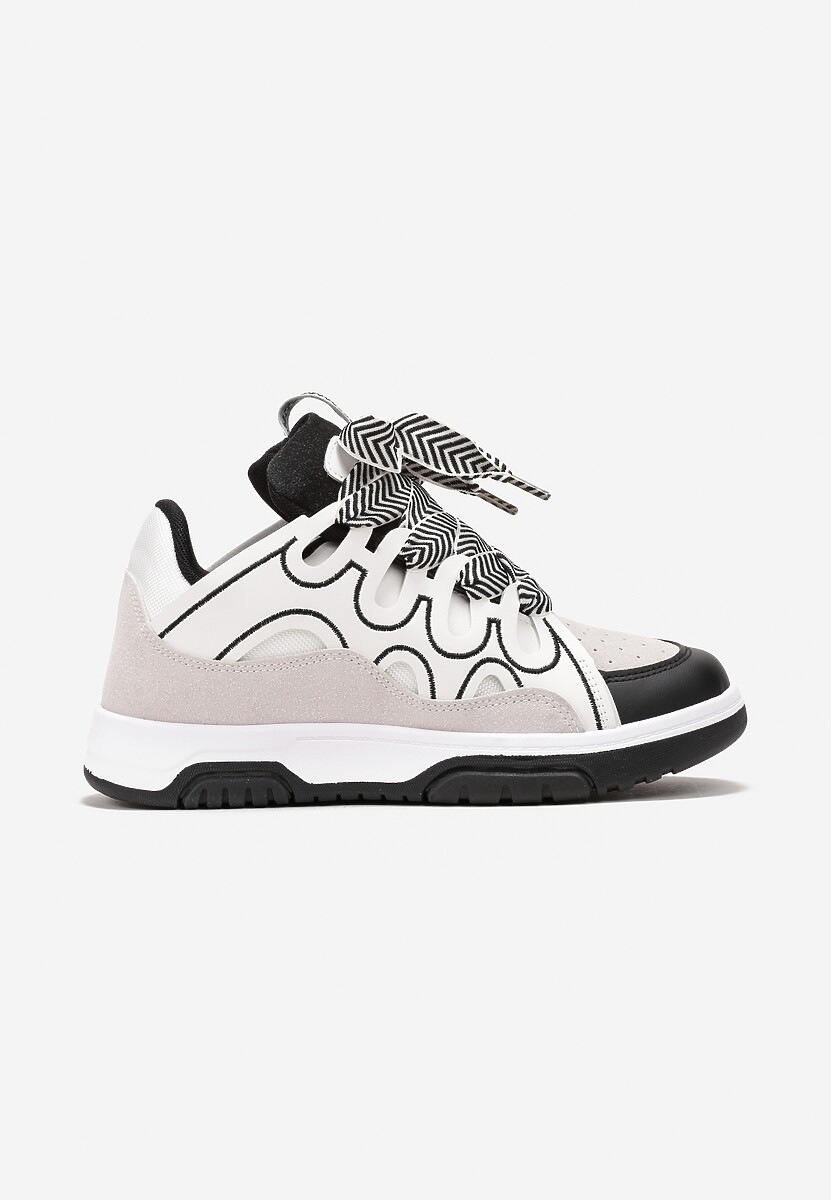 Białe Sneakersy z Szerokimi Sznurówkami Nolita