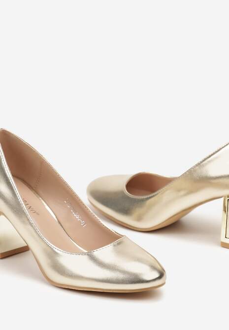 Złote Czółenka na Słupku z Metalicznymi Elementami Elranea