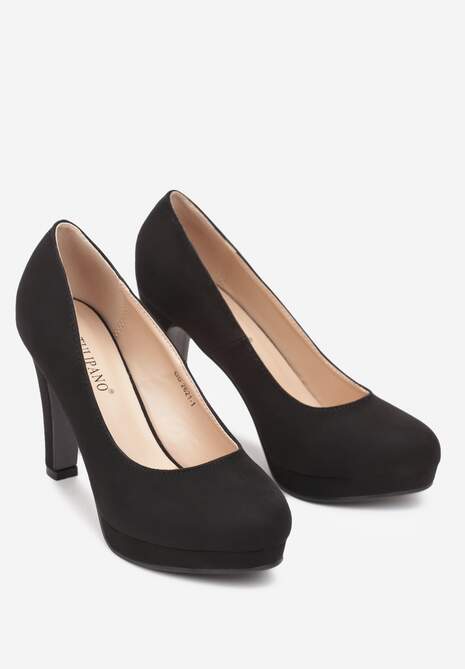 Czarne Czółenka na Słupkowym Obcasie z Okrągłym Noskiem Enzla