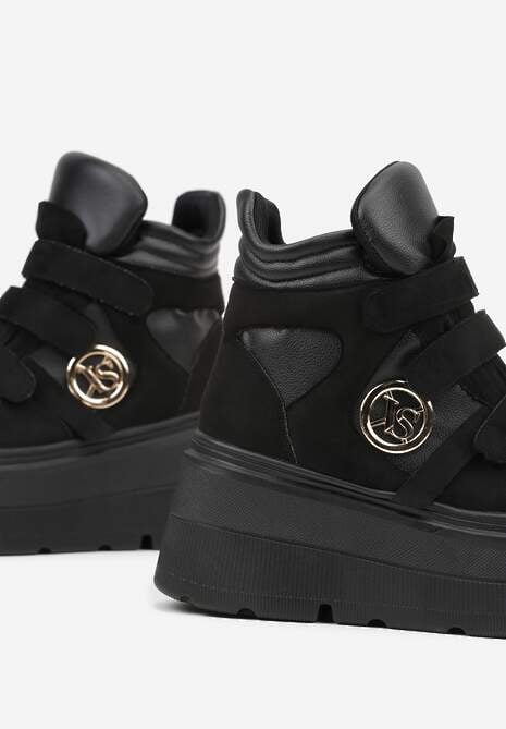 Czarne Botki Sneakersy Vices na Platformie w Stylu Y2K Gelira