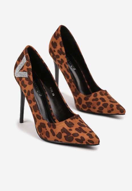 Panterkowe Szpilki ze Szpiczastym Noskiem i Cyrkoniową Aplikacją Ulosinela