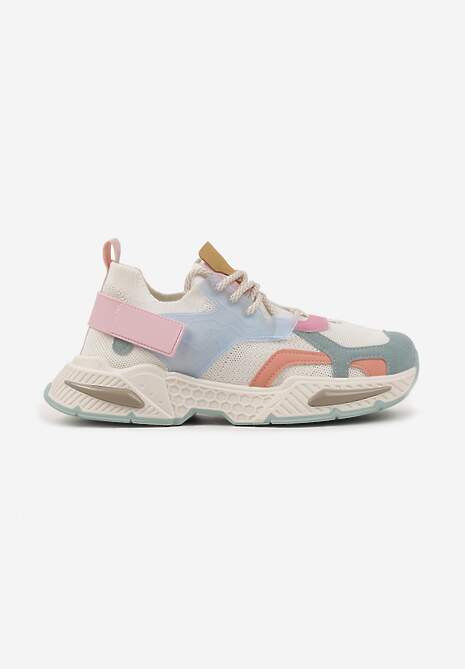 Niebiesko-Białe Sneakersy w Streetwearowym Stylu z Ozdobnym Rzepem Akkaria